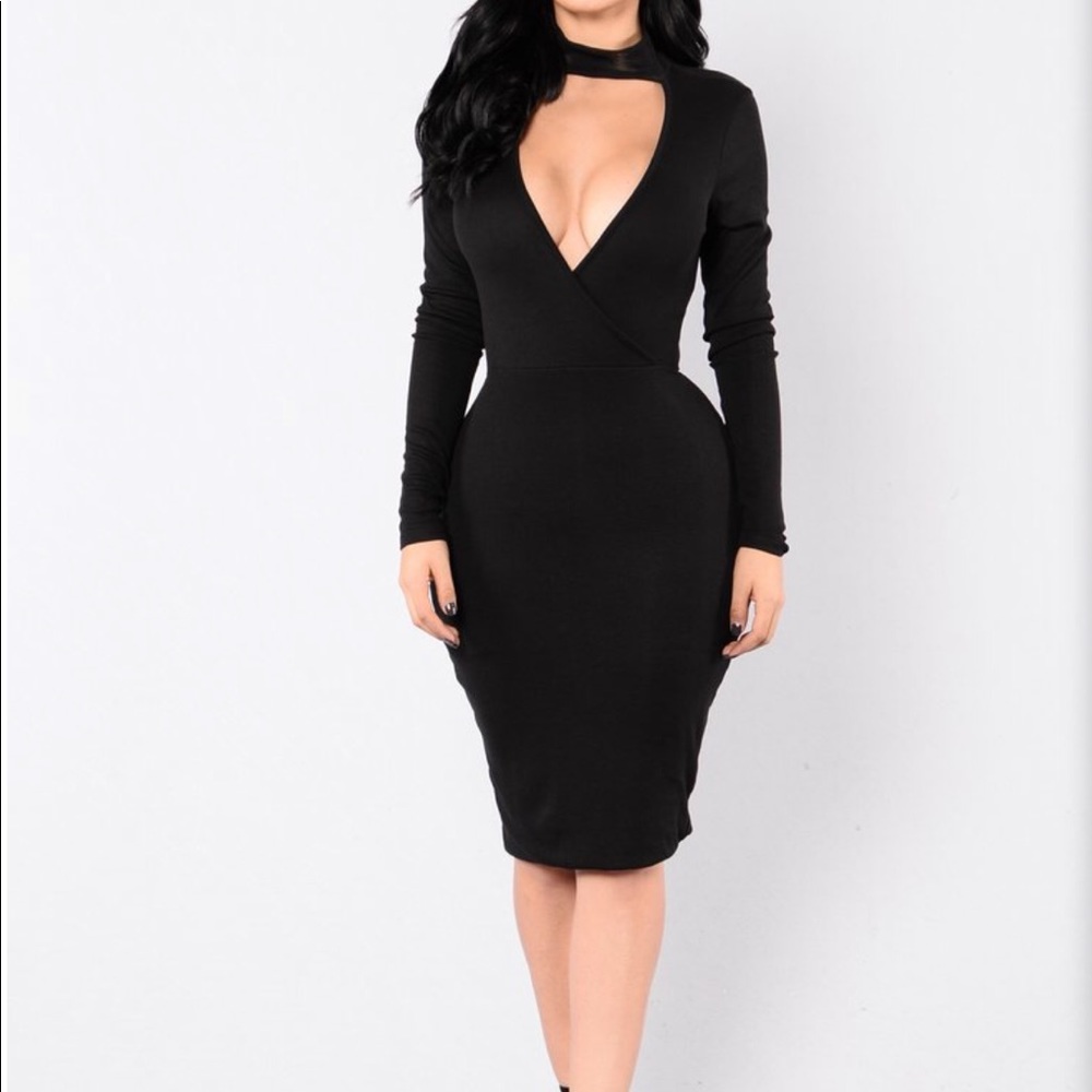 Sexy Black Midi Dress